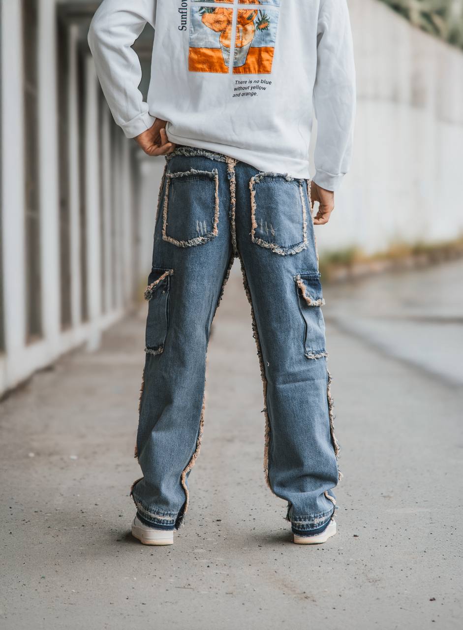 Loose Fit Blue Denim Jeans